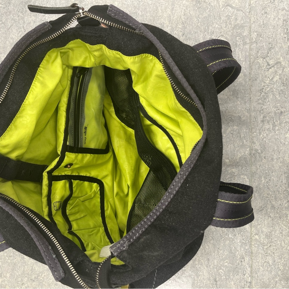 Lululemon Wool Tote Black Gray Green Big Gym Yoga Laptop Shoulder Bag. - Picture 10 of 13
